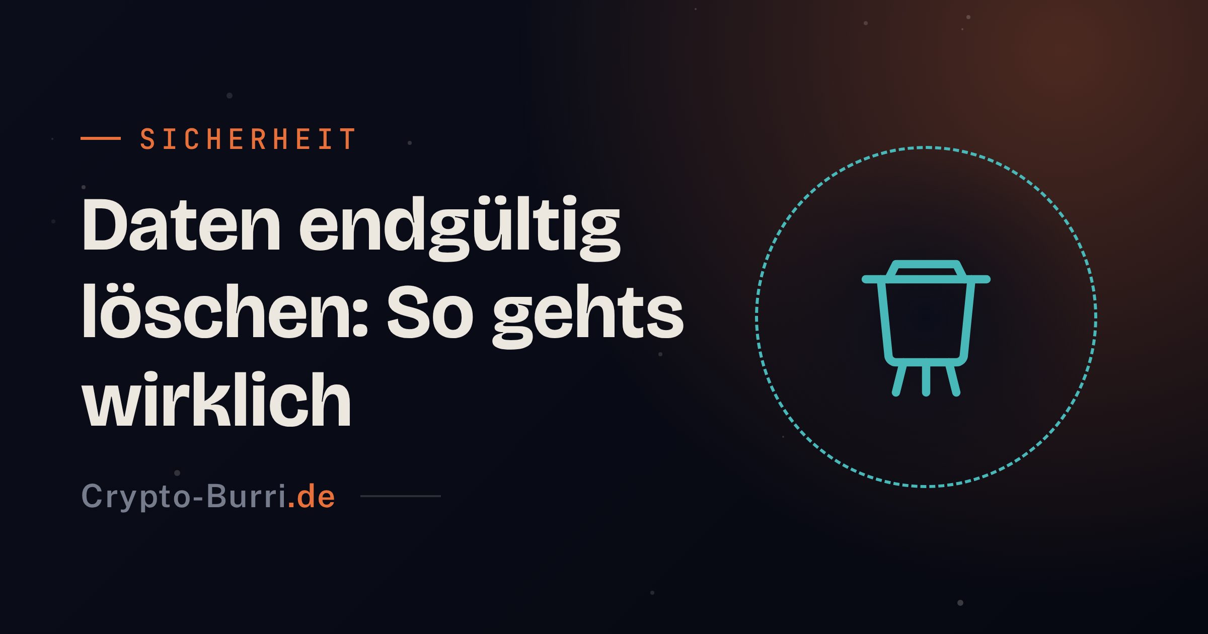 Symbolgrafik zum Artikel „Daten endgültig löschen: Sicherer IT-Guide 2026“: ein Mülleimer mit herausfallenden Streifen